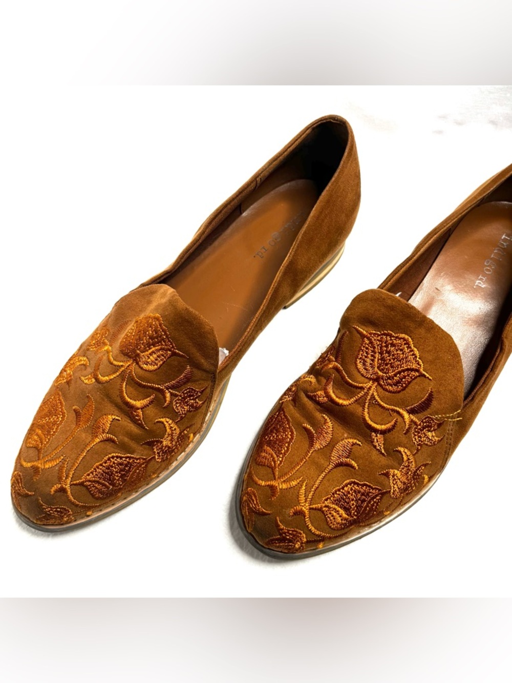 Indigo Rd Embroidered Loafers Brown Suede Floral Slip On Size 7.5 - Picture 9 of 9